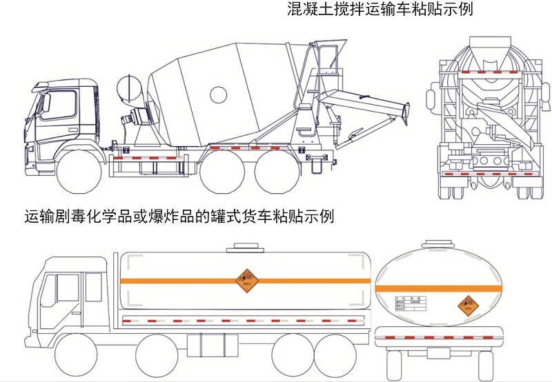混泥土車(chē)反光膜粘貼
